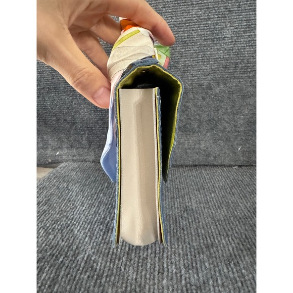 Alice Yardley Blue Ostrich Embossed Leather Top Handle Bag with Scarf Accent - Picture 4 of 11